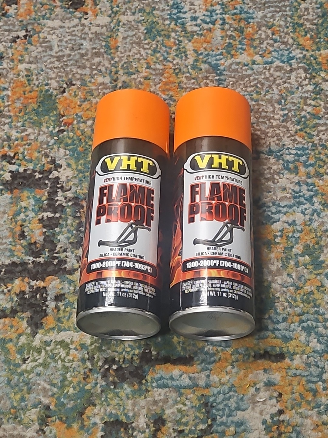 Qty X 2 VHT SP114 FlameProof Coating Flat Orange Paint Can – 11 oz.