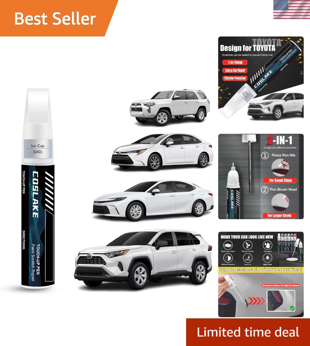 Easy Scratch Repair: 12ml Ice Cap/Super White Touch Up Paint & Brush Kit