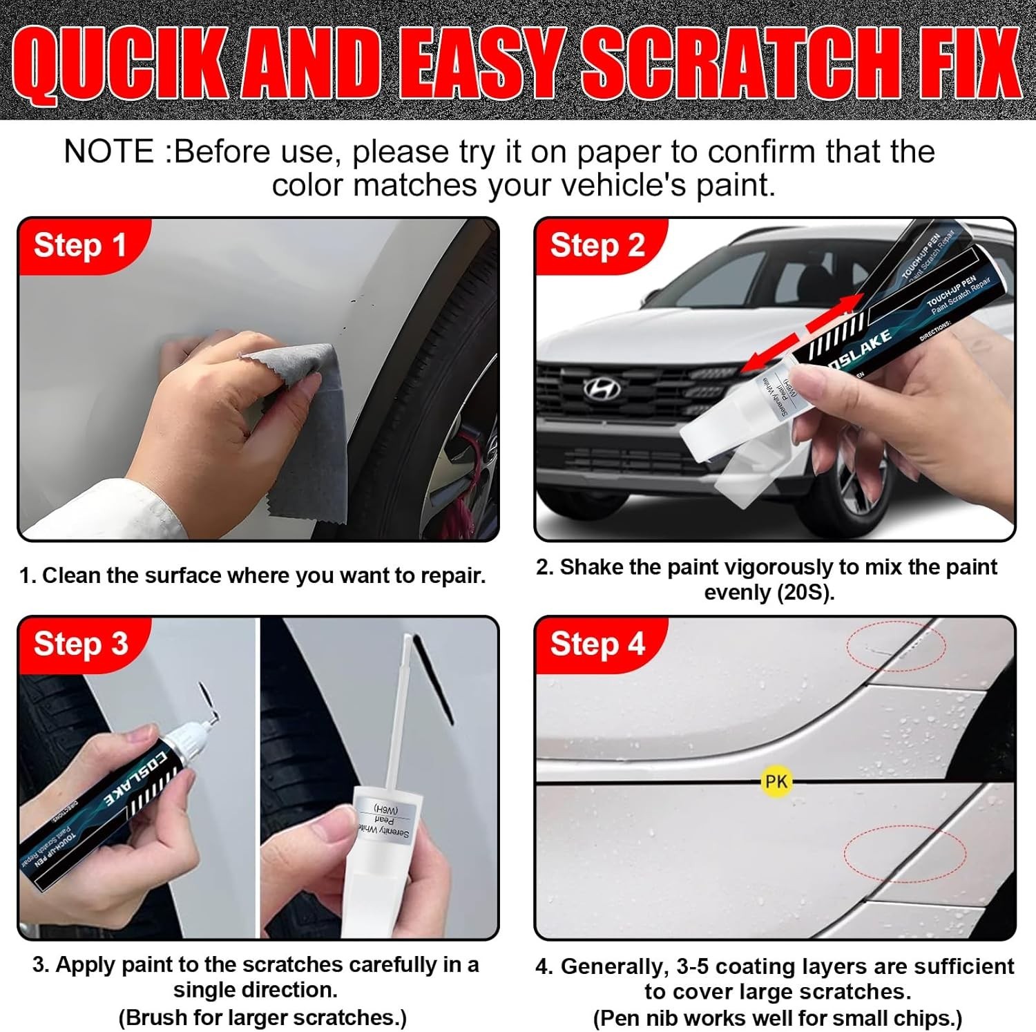 12ml Atlantis Blue Scratch Repair Pen for 2025 Tucson/Santa Fe – Hassle-Free