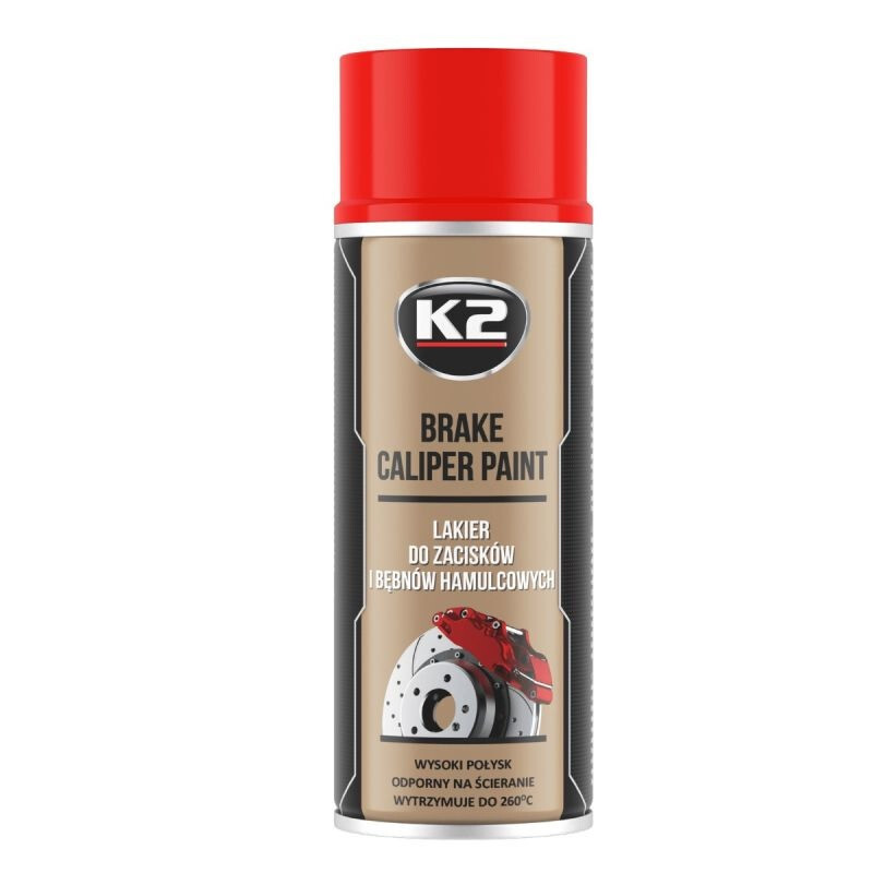 RED CALIPER PAINT SPRAY x 2 K2 PRO HIGH GLOSS HEAT RESISTANT 400ML A3006