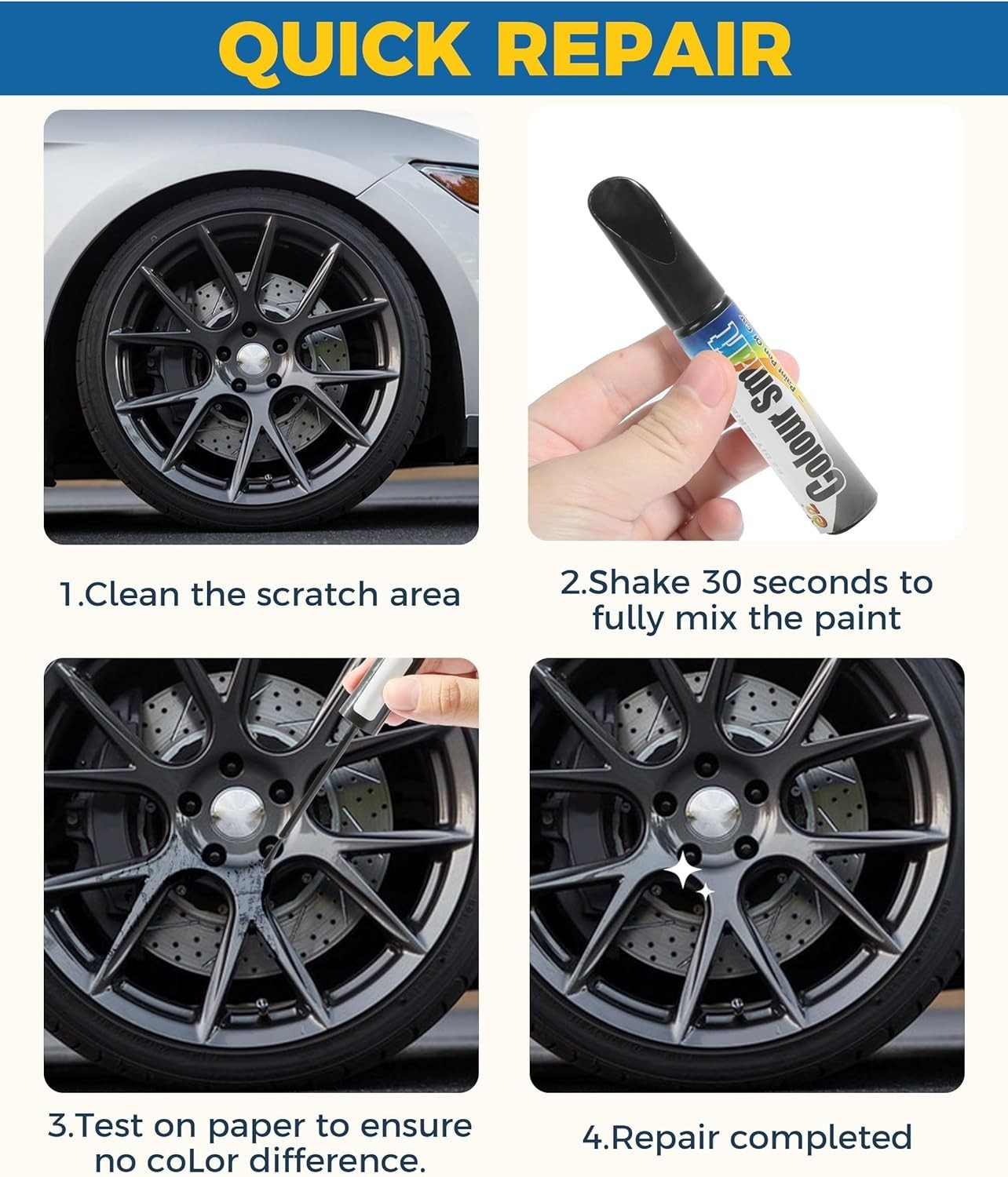 Waterproof & Rust Resistant Car Wheel Touch Up Paint Pen – Gloss Black