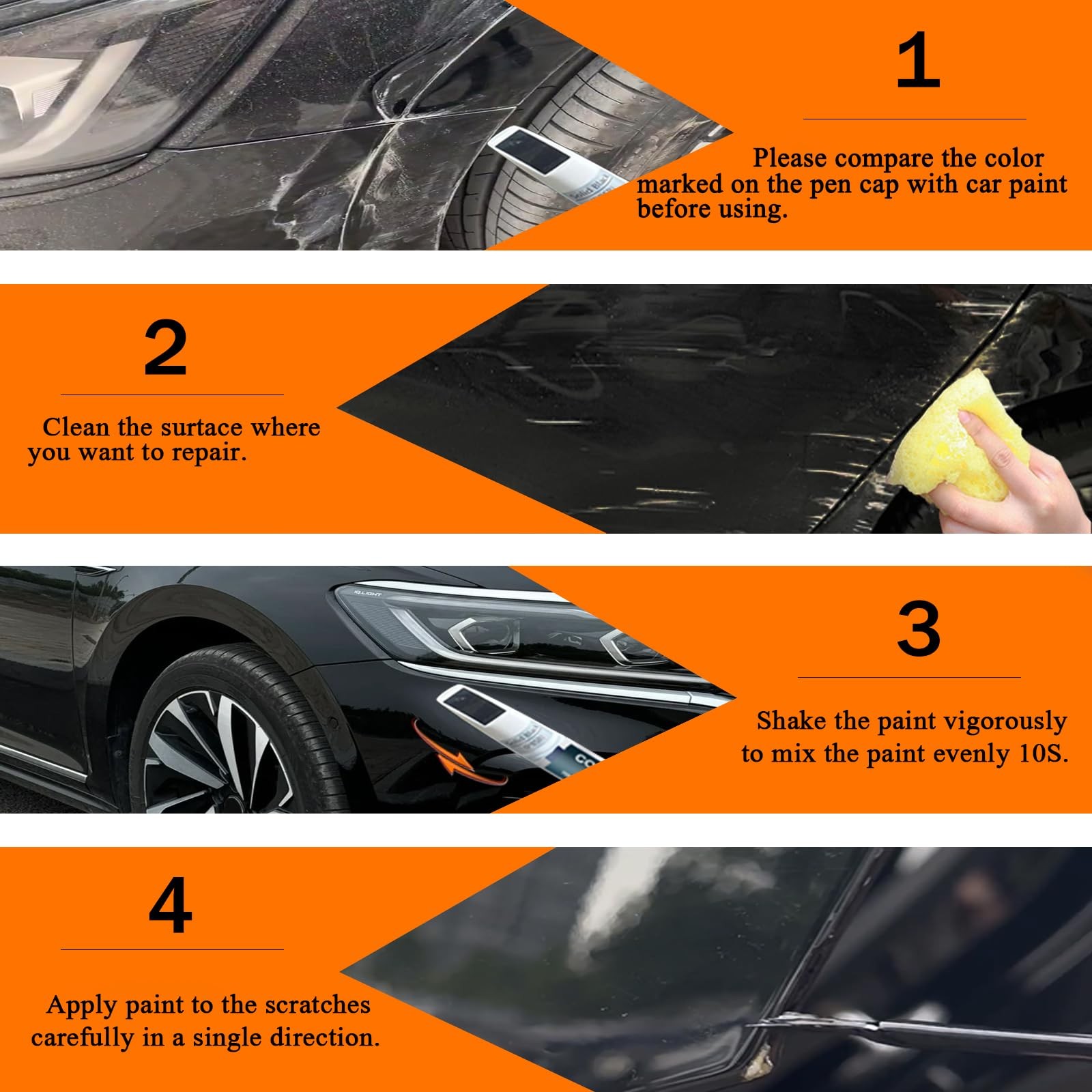 Touch Up Paint Kit For VW LC9X 2T Deep Black Pearl Scratch Repair Kit OEM Match