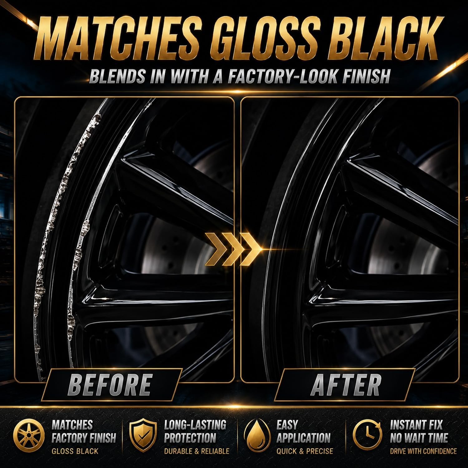 Gloss Black Rim Touch Up Paint, Rim Paint, Wheel Scratch Repair Kit for Curb …