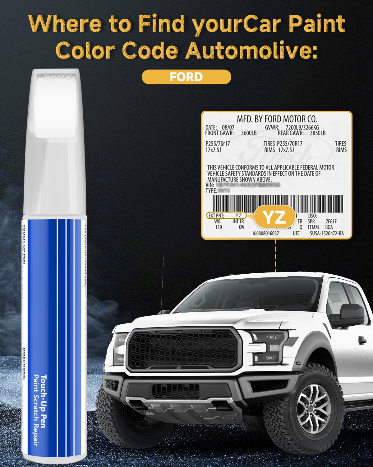 BIOOICH Touch Up Paint Pen for Ford Repair Car Chip and Scratch ExactColor Match
