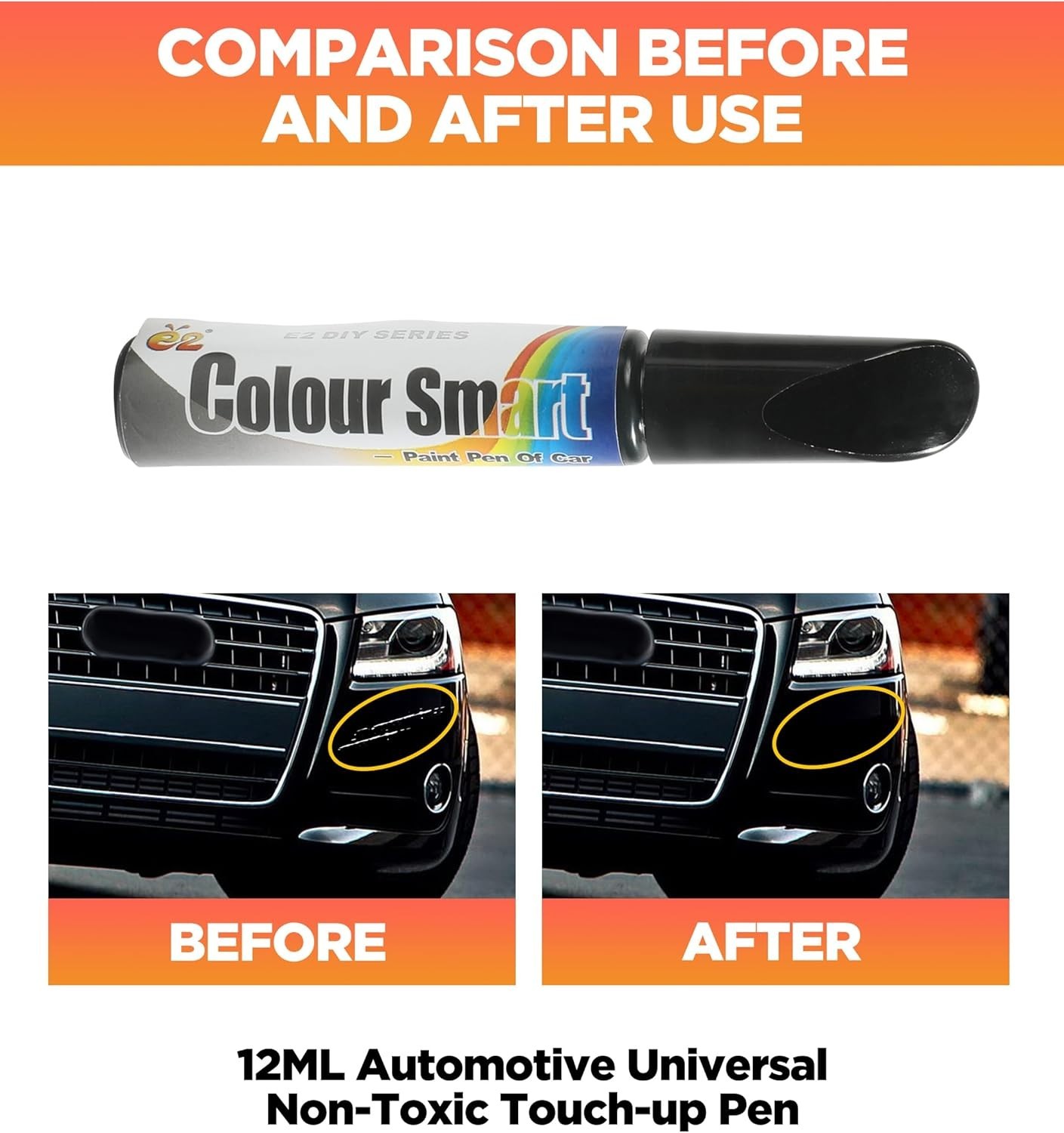 Fast-Drying Car Scratch Remover Pen – 0.04 oz Touch-Up Paint for Deep Scratches