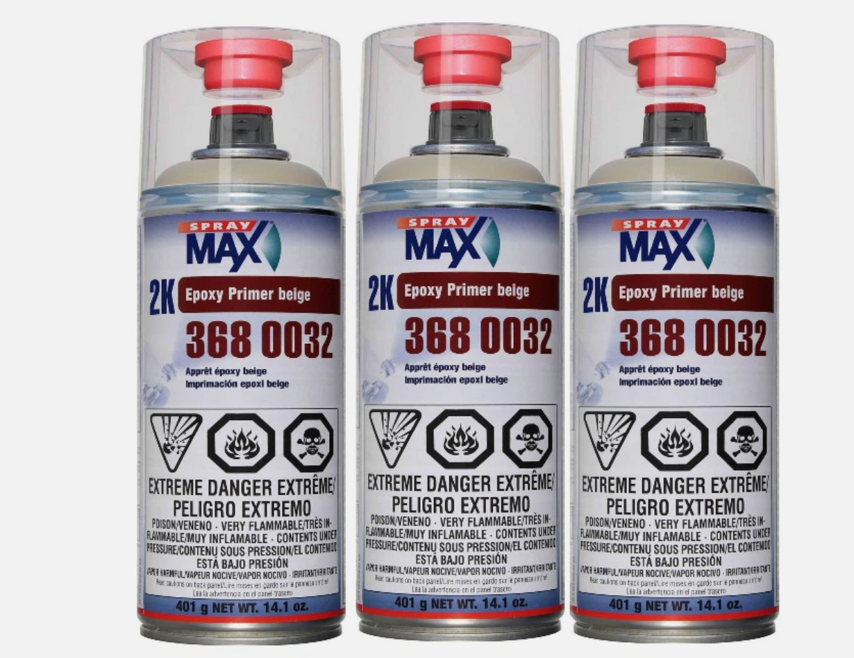 SprayMax 3680032 2K Epoxy Rust Cure Primer Beige 14.1 oz Aerosol Pack of 3