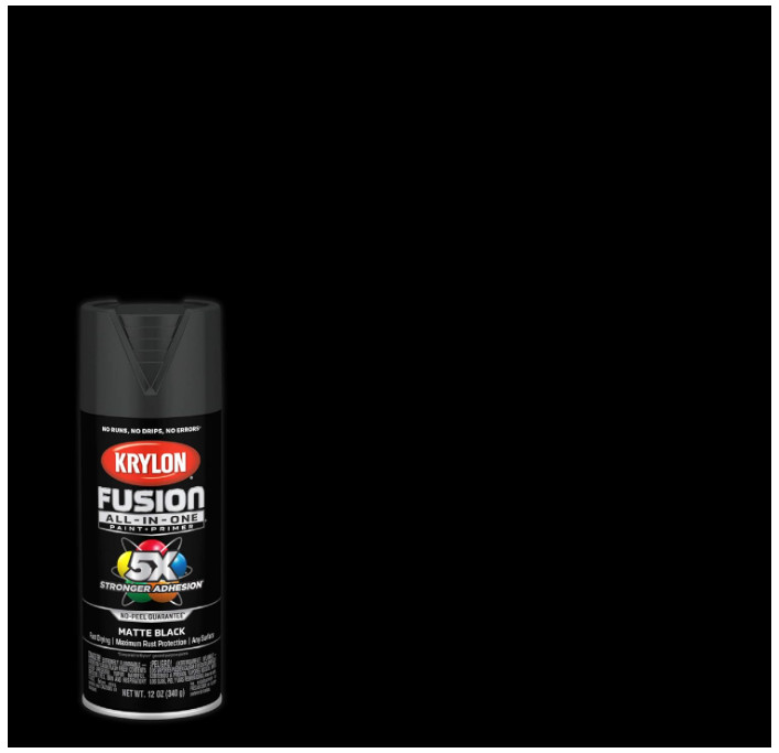 Fusion All-In-One Adhesive Spray Paint for Indoor/Outdoor Use,12 oz,Black-MATTE