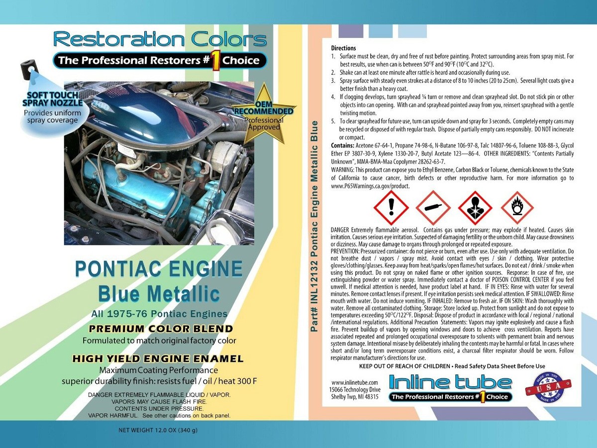 1969-75 Oldsmobile 1975-76 Pontiac V8 Engine Paint Metallic Blue 1pc