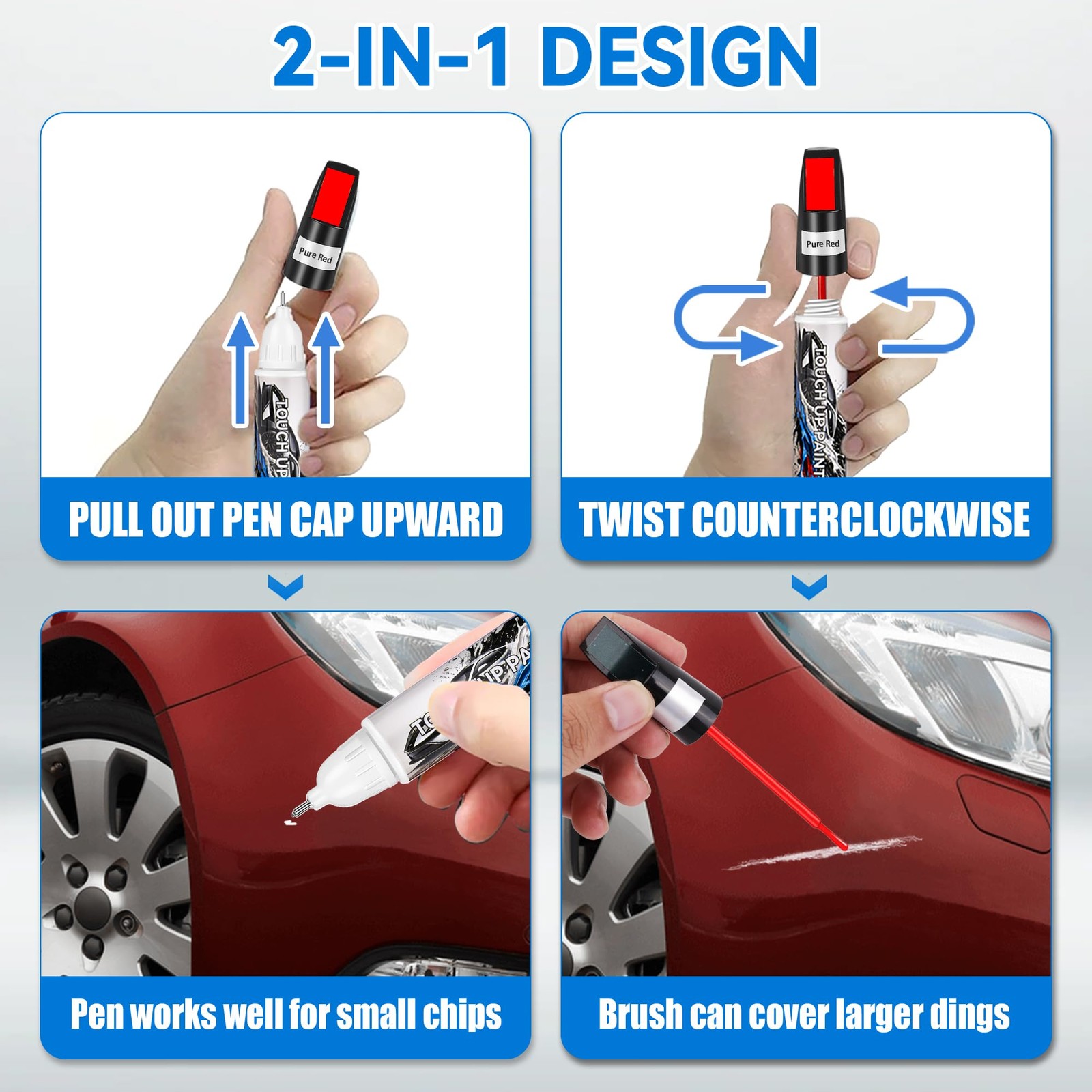 Touch Up Paint for Cars, Pure Red 0.4 Fl Oz (Pack of 1), Universal