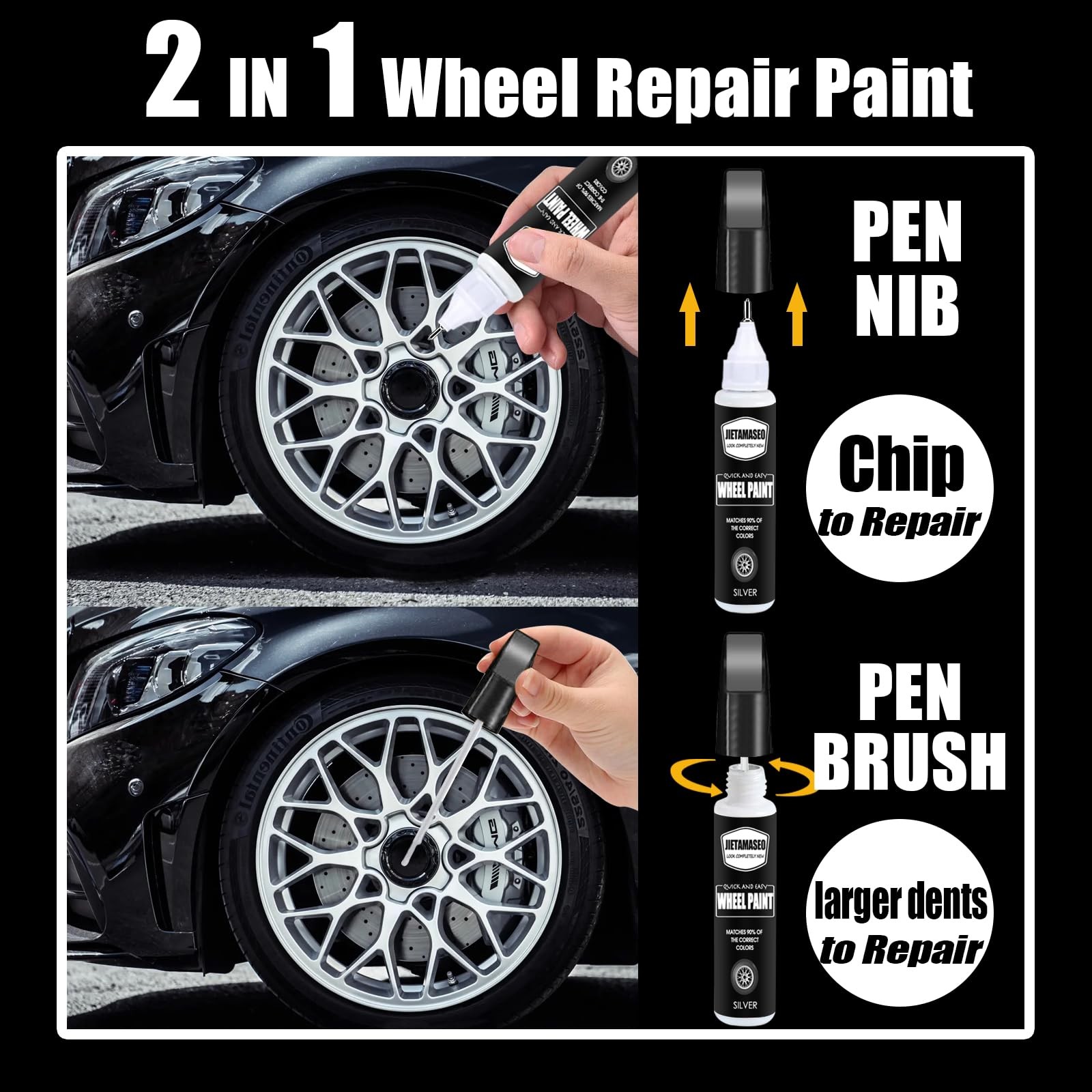 Matte Black Rim Touch Up Paint – Wheel 1 Count (Pack of 1),