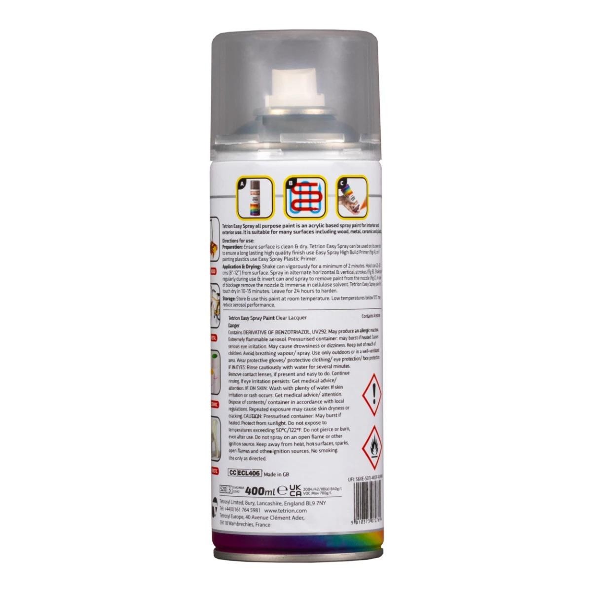 Tetrion Easy Spray Paint ECL406 Multi Purpose 13.53oz Clear Lacquer Aerosol
