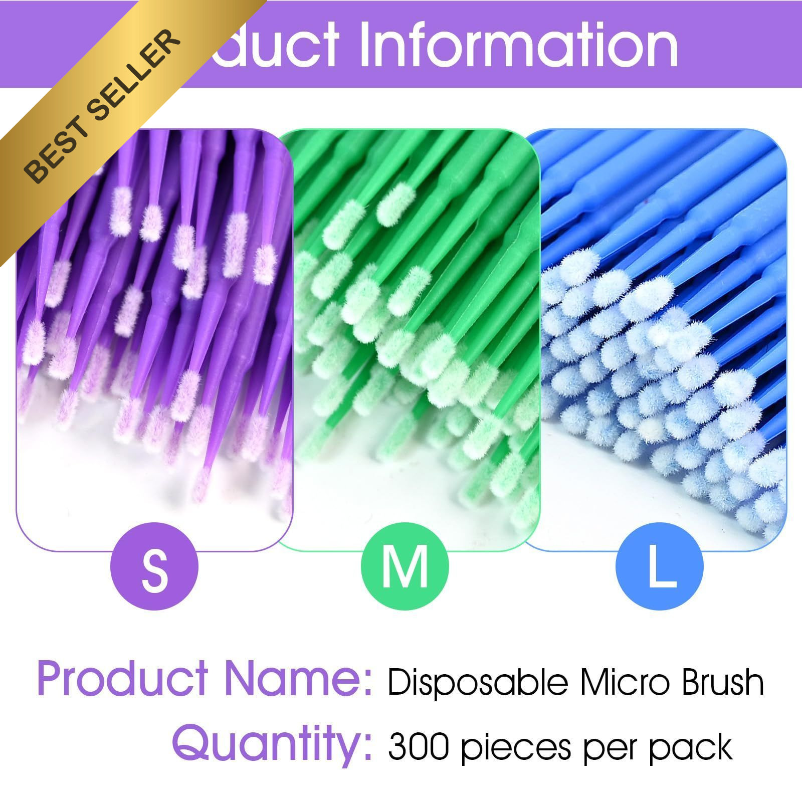 300Pcs Disposable Fine Tip Paint Brushes 1.5 2.0 2.5mm Automotive Touch Up Kit