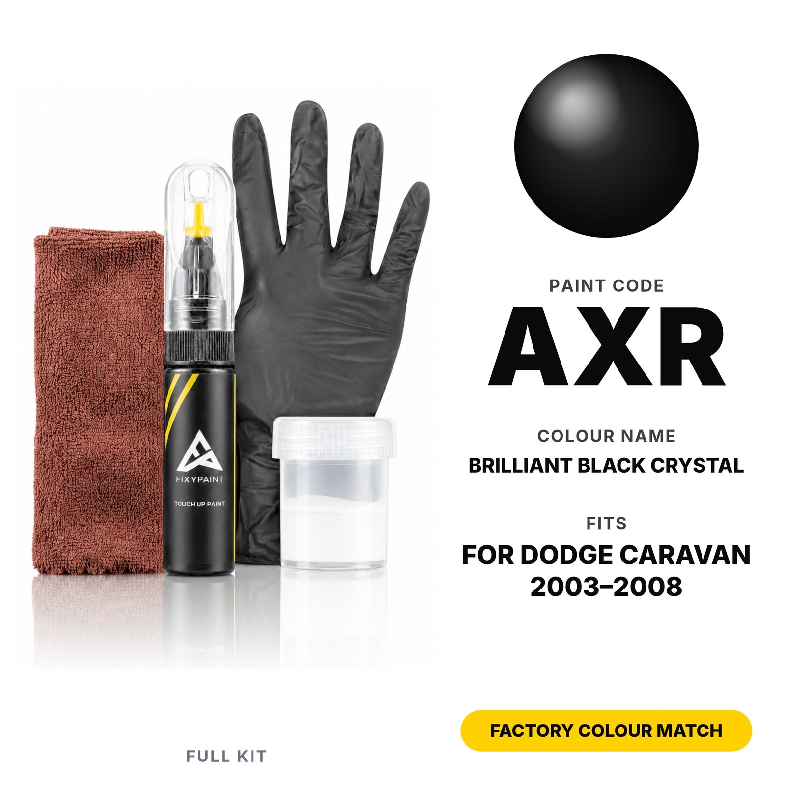 Touch Up Paint For Dodge Caravan AXR Brilliant Black Crystal Full Kit Fender