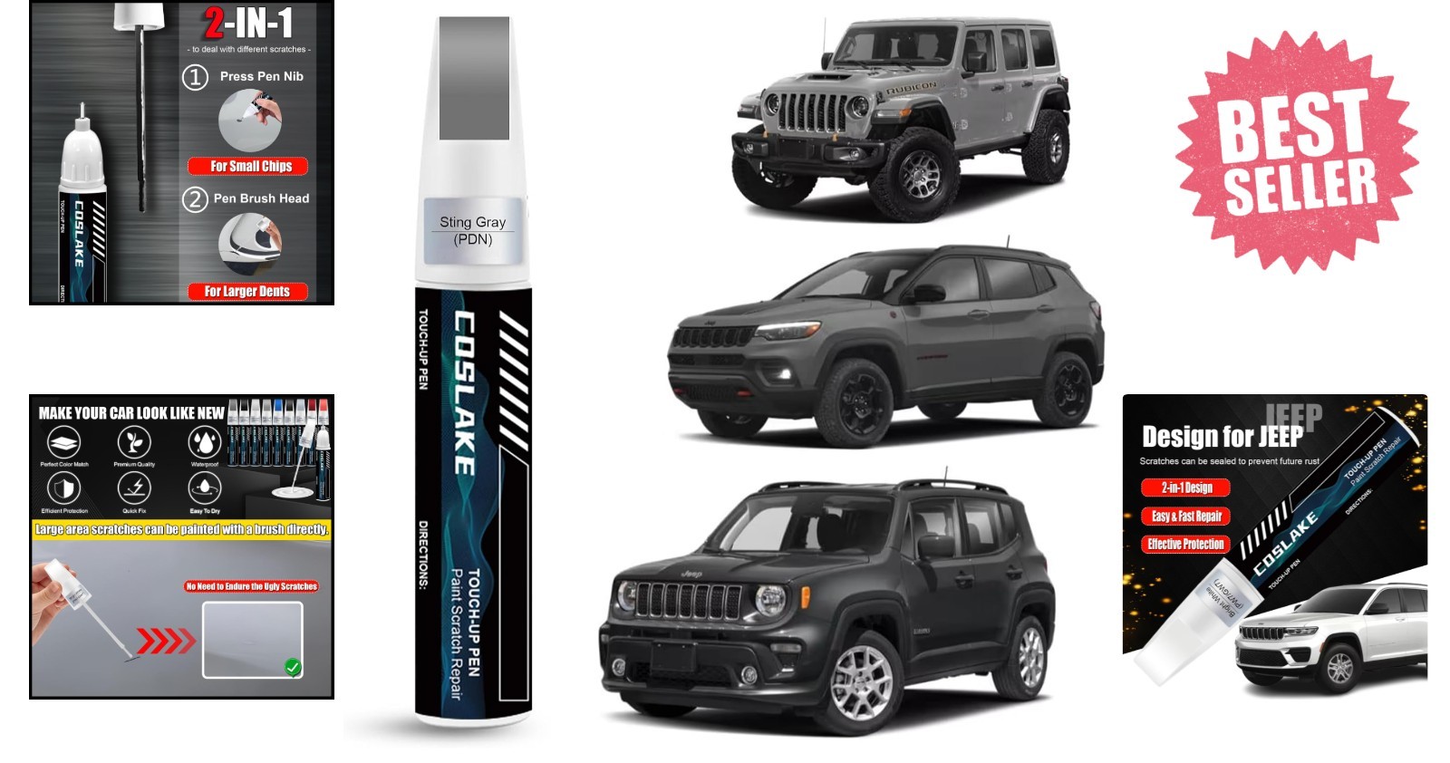 Sting Gray Jeep Touch-Up Paint & Scratch Repair Kit – 12ml Fast-Drying Solution