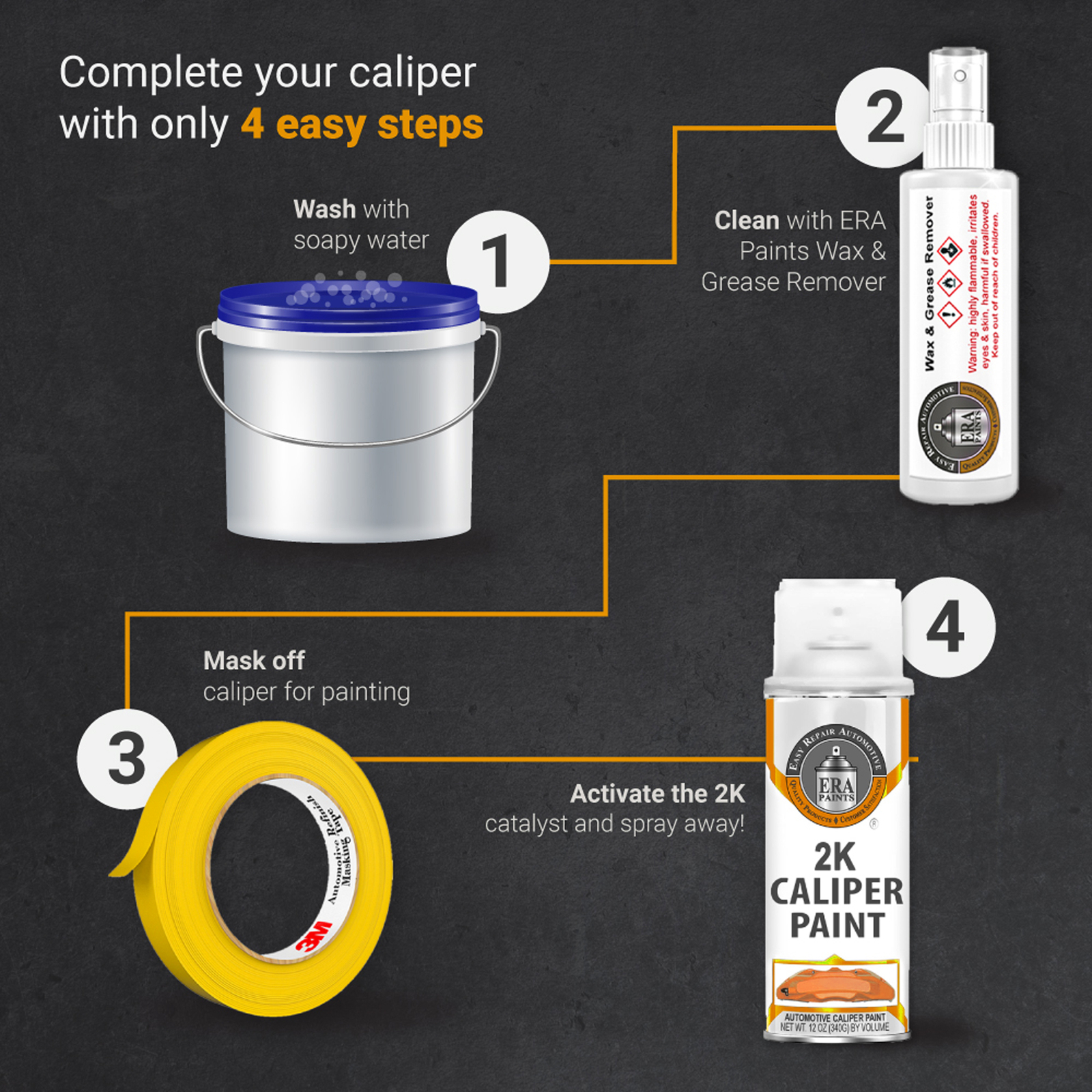 ERA Paints 2K Aerosol Brake Caliper Paint Hi-Temp Resistance, Extreme Durability