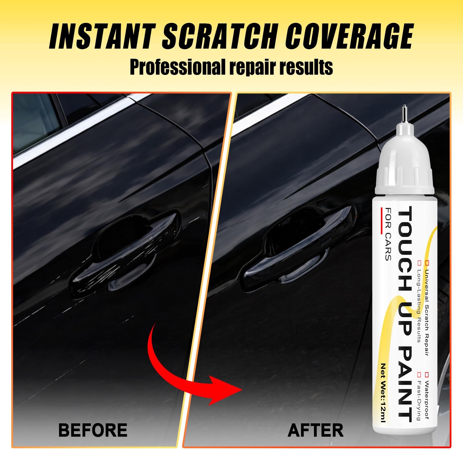 Gloss Black Touch Up Paint for cars, 2-in-1 0.4 Fl Oz (Pack of 1),