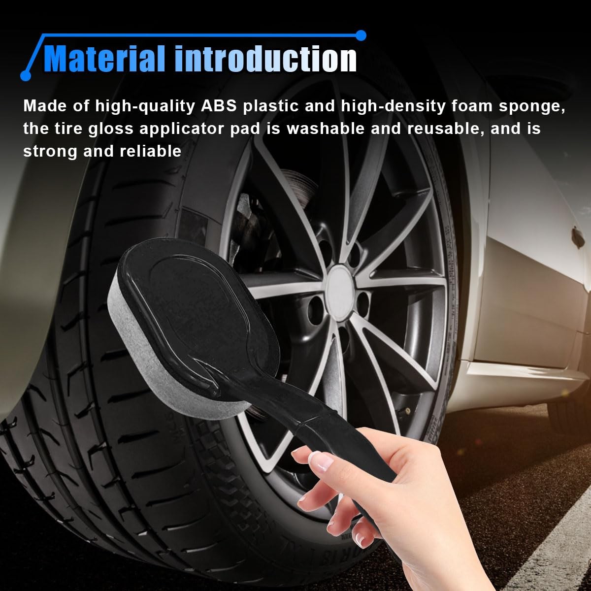 2 Pack Tire Shine Applicator Brush Car Waxing Sponge Brush with Curved Handle