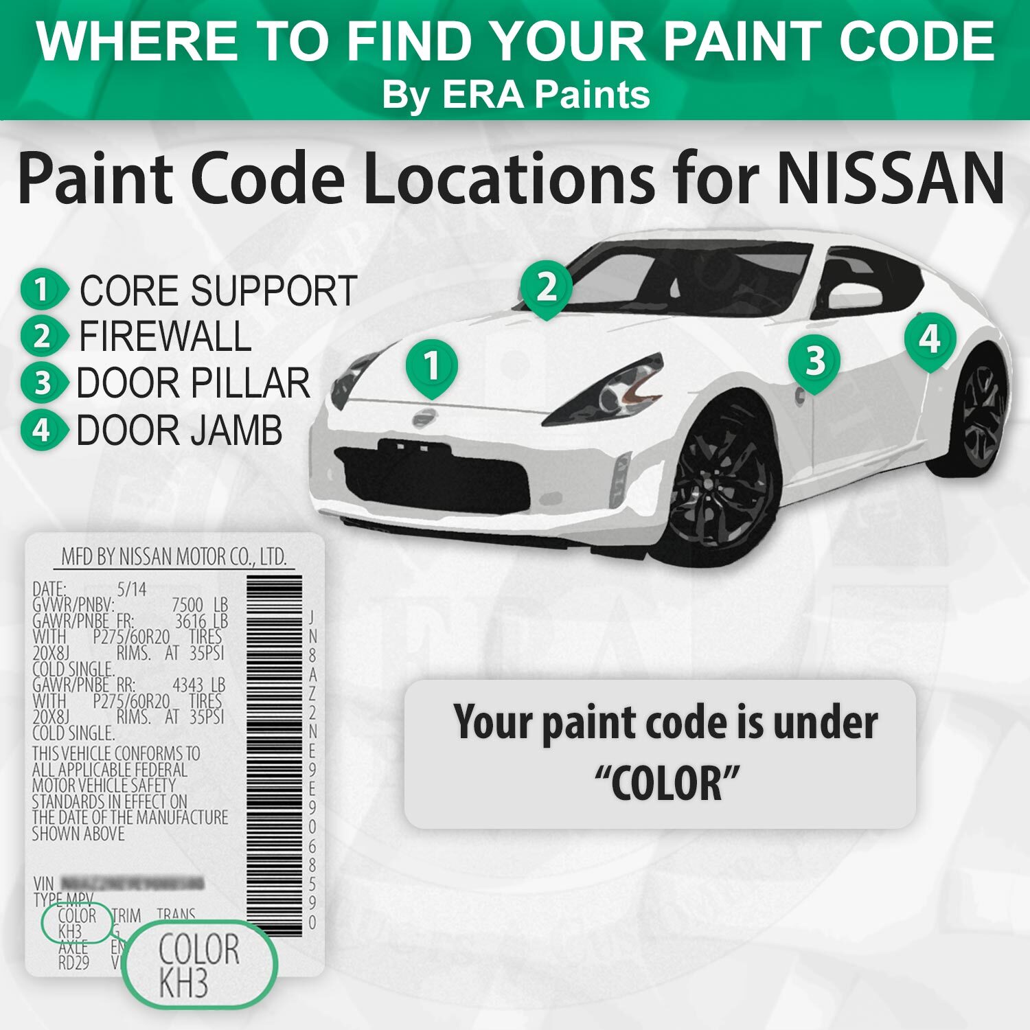 NISSAN DAL – Evergreen Metallic OEM Match Touch Up Paint Kits