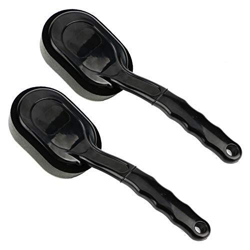 2 Pack Tire Shine Applicator Brush Car Waxing Sponge Brush with Curved Handle