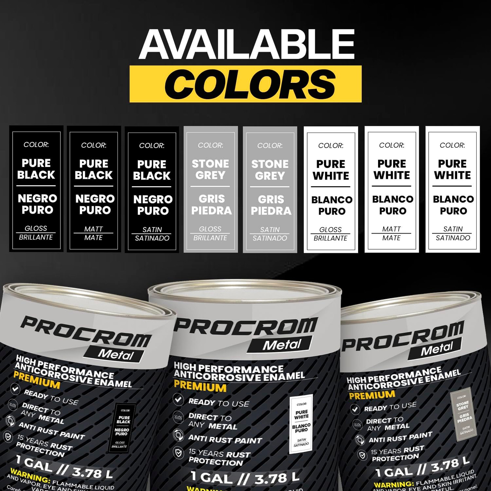 Metal Paint Gloss Pure Black Pint Direct to Metal Indoor Outdoor Rust Protection