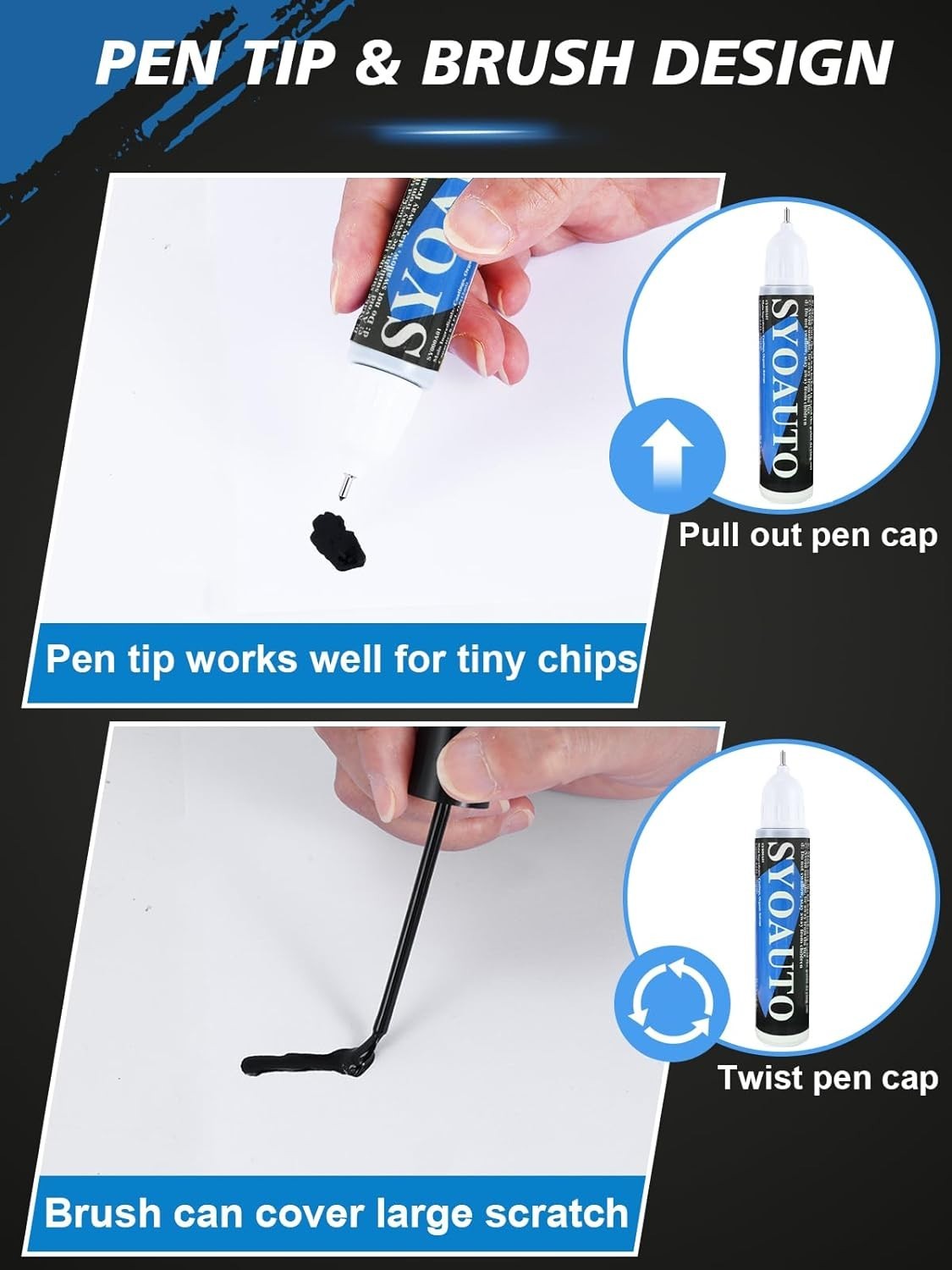 Rust-Resistant White Car Touch Up Paint – Quick Drying 2-in-1 Repair Tool 0.4 oz