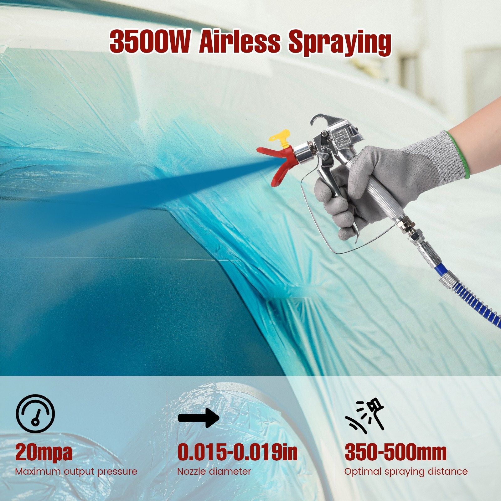 Airless Paint Roller W/12in Spray Extension Suitable For Finish Coats Paint Tool