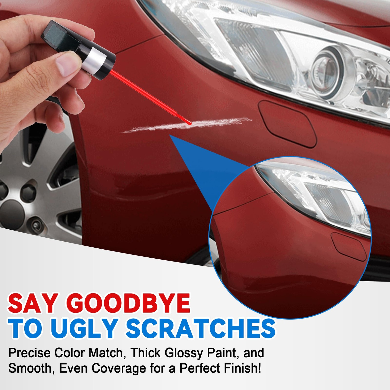 Touch Up Paint for Cars, Pure Red 0.4 Fl Oz (Pack of 1), Universal