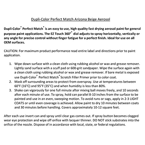 Dupli-Color EBFM03547 Perfect Match Automotive Spray Paint, Ford Arizona Beige