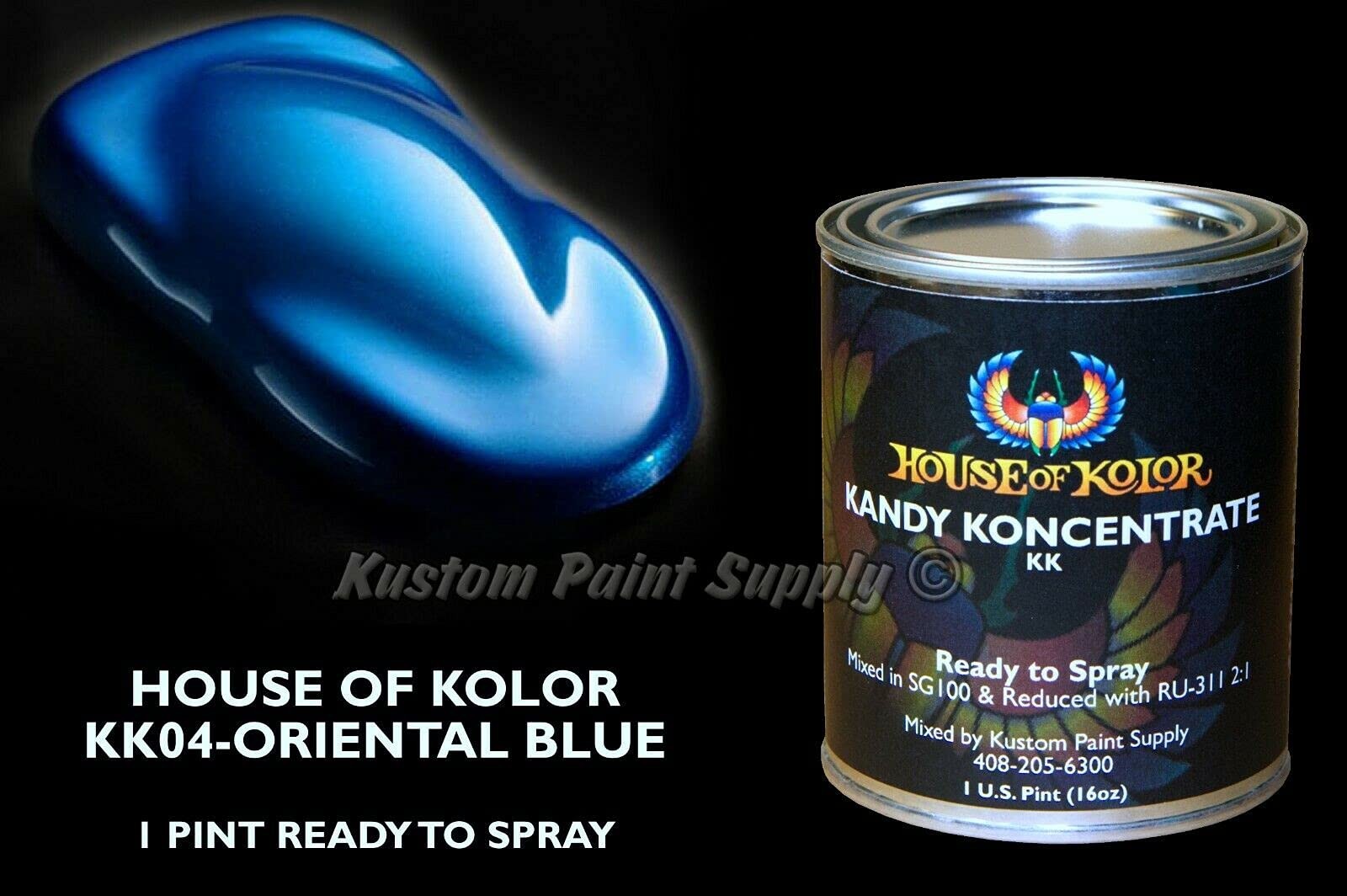 House of Kolor Oriental Blue Kandy KK04 1 Pint Can 8 Ounce (Pack 2),