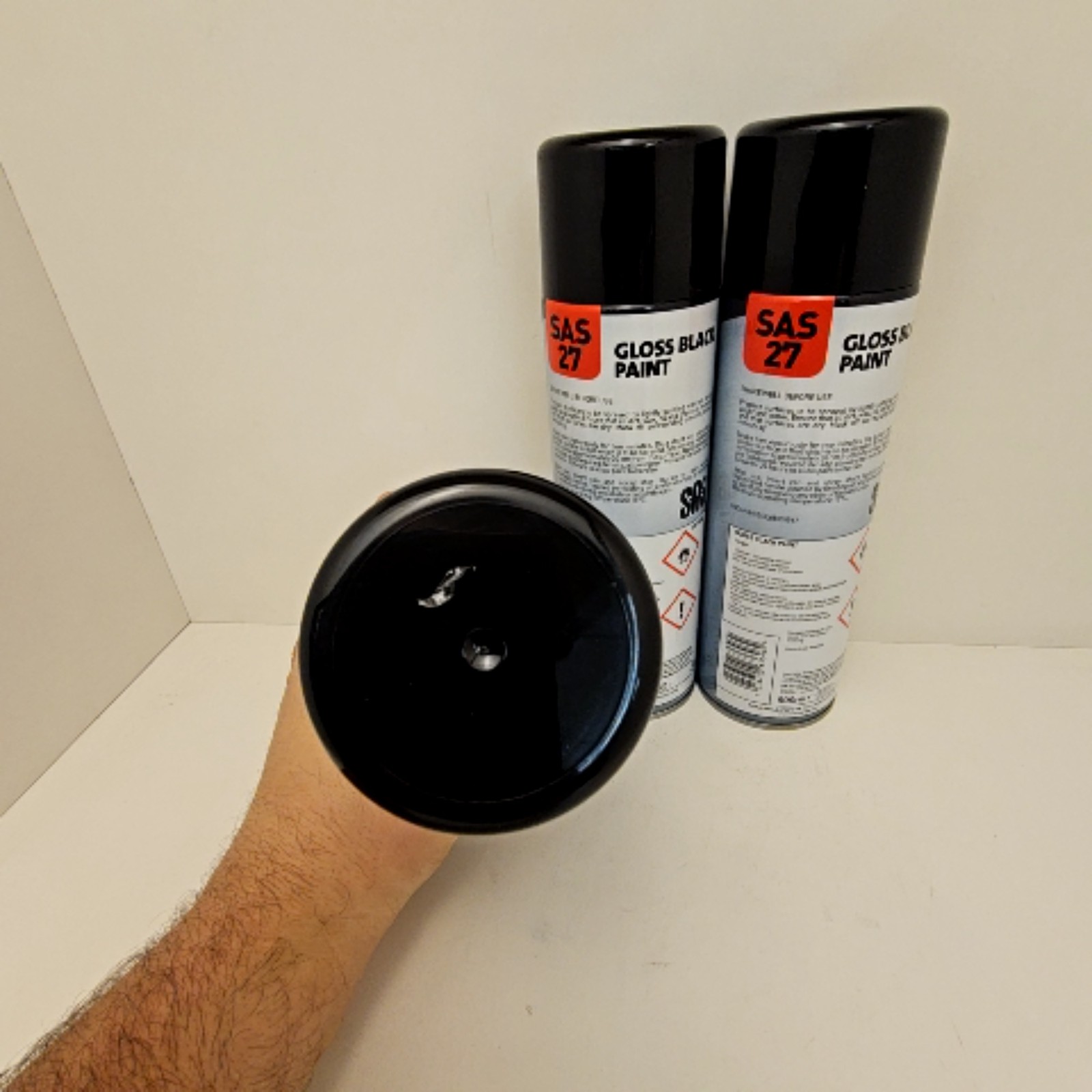 SAS 27 Black Gloss Spray Paint Tough Acrylic Formula 500ml Fast Dry lot of 3 M