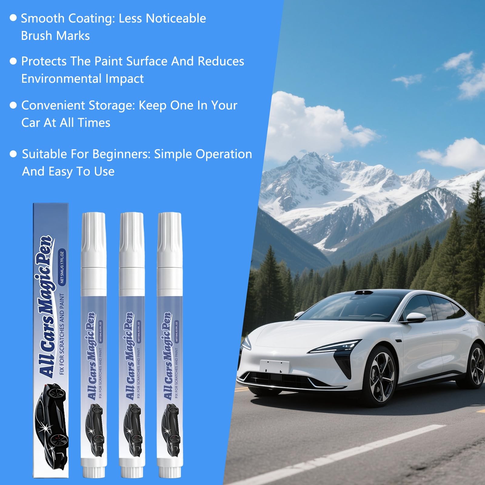 Set Of 3 Magic Car Scratch Remover Pen For Universal Colorful Repair Tool
