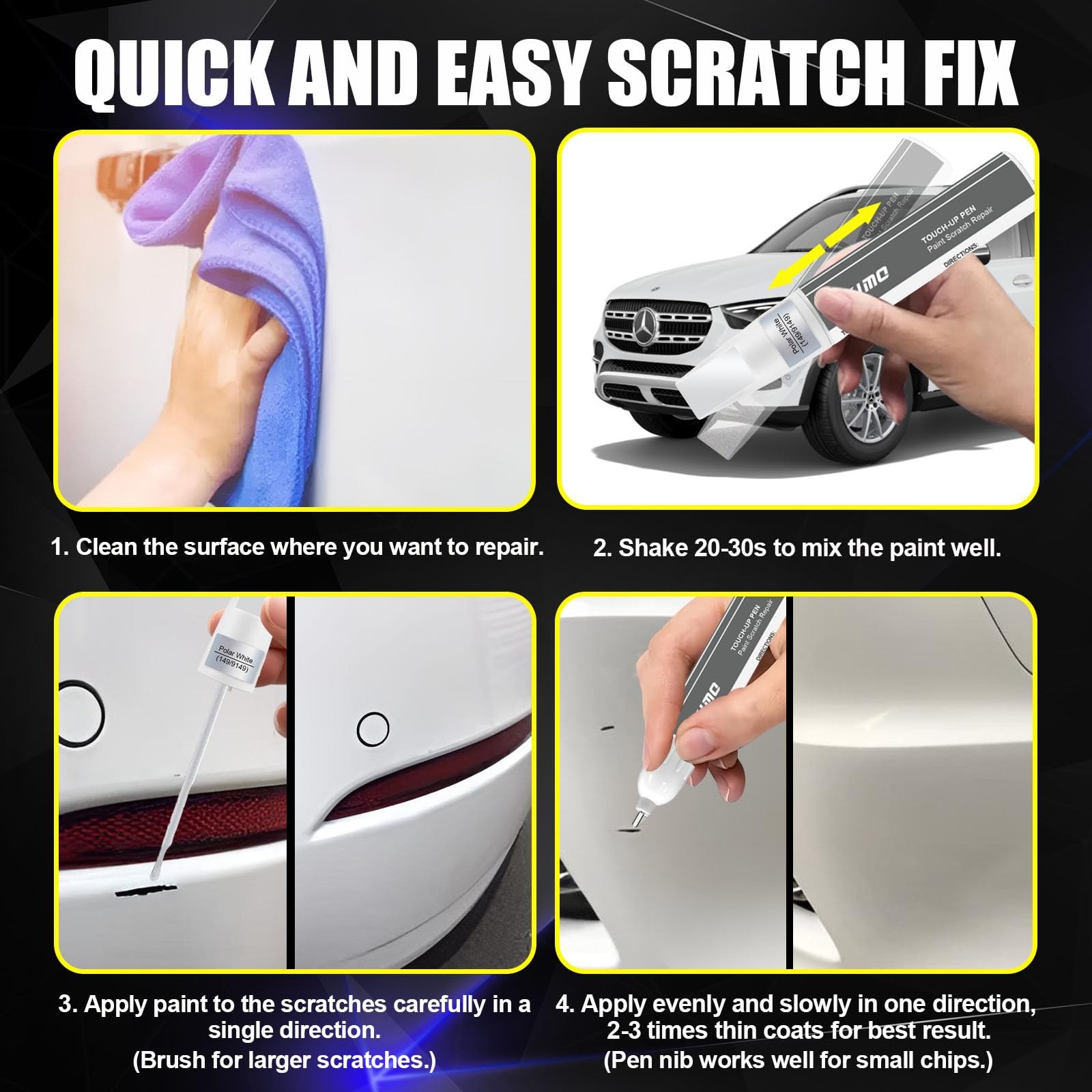 Touch Up Paint Kit For Mercedes Benz 149 9149 Polar White Scratch Repair Kit