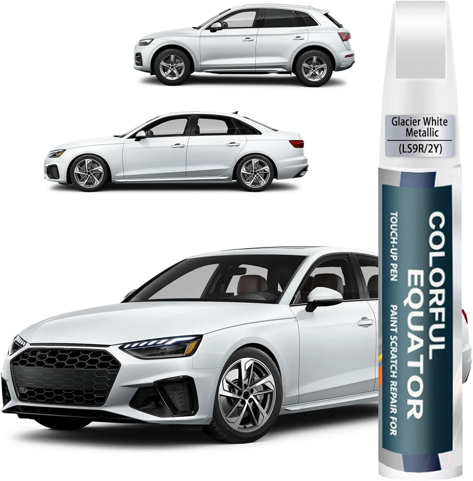 Glacier White Metallic Touch Up Paint for Audi LS9R 2Y 12ml Car Scratch Repair