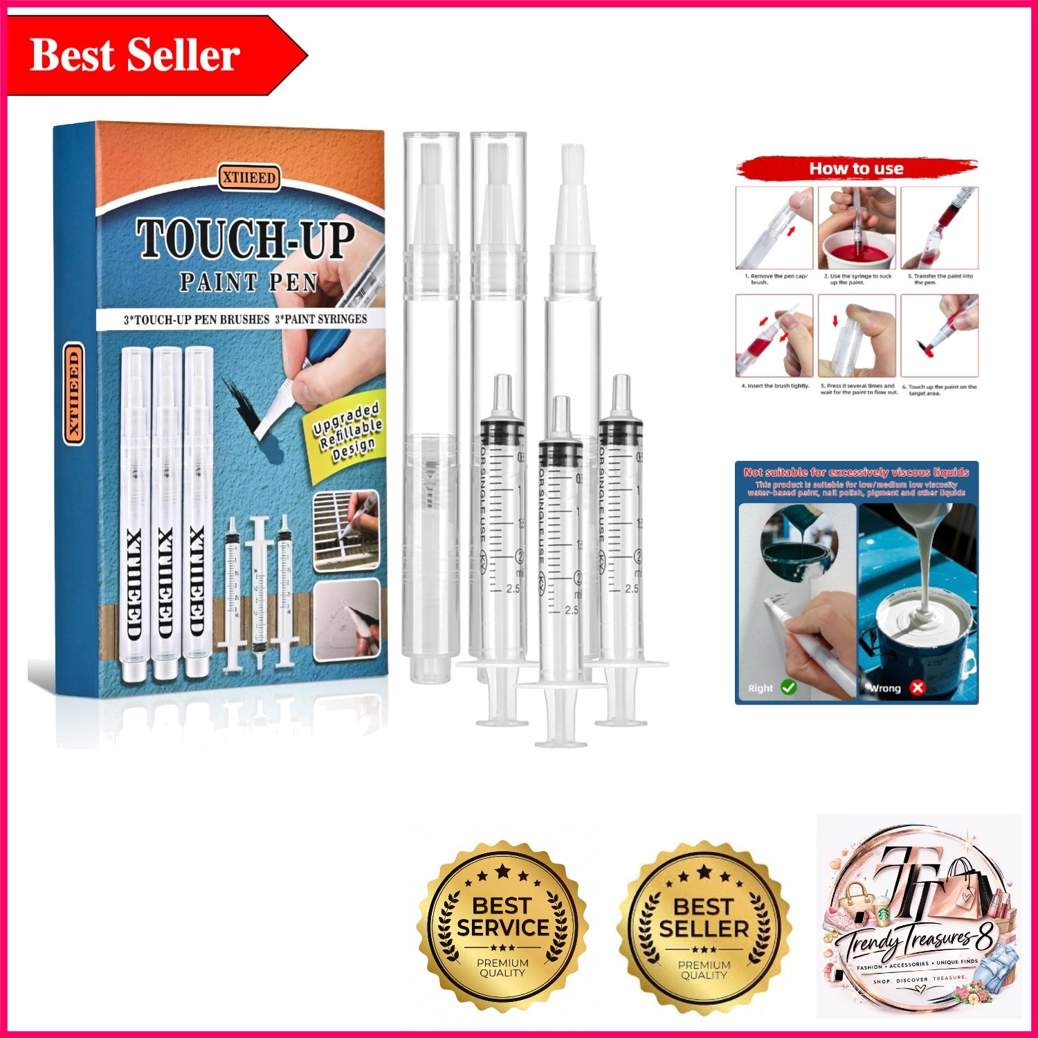 Xtiieed Precision Touch Up Paint Pen Set (3 Pack)
