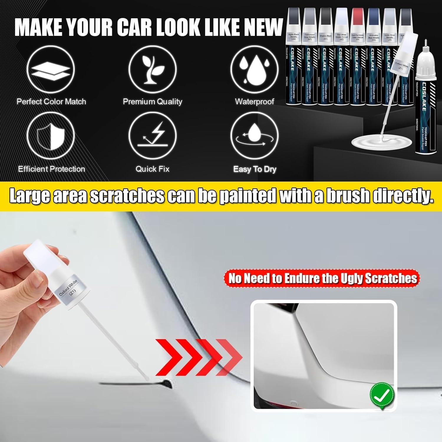 Ford Star White Metallic Tri-Coat Touch-Up Paint & Scratch Repair Kit – Fast-Dry