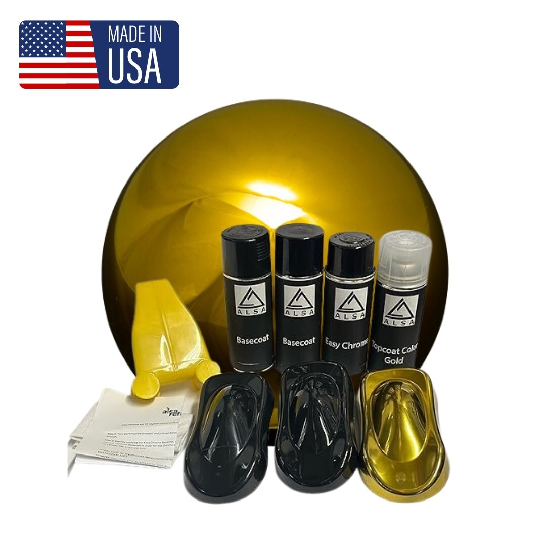Genuine Alsa Easy Chrome Paint Kit (Gold) – Enough for 30 sq ft of Gold Chrome
