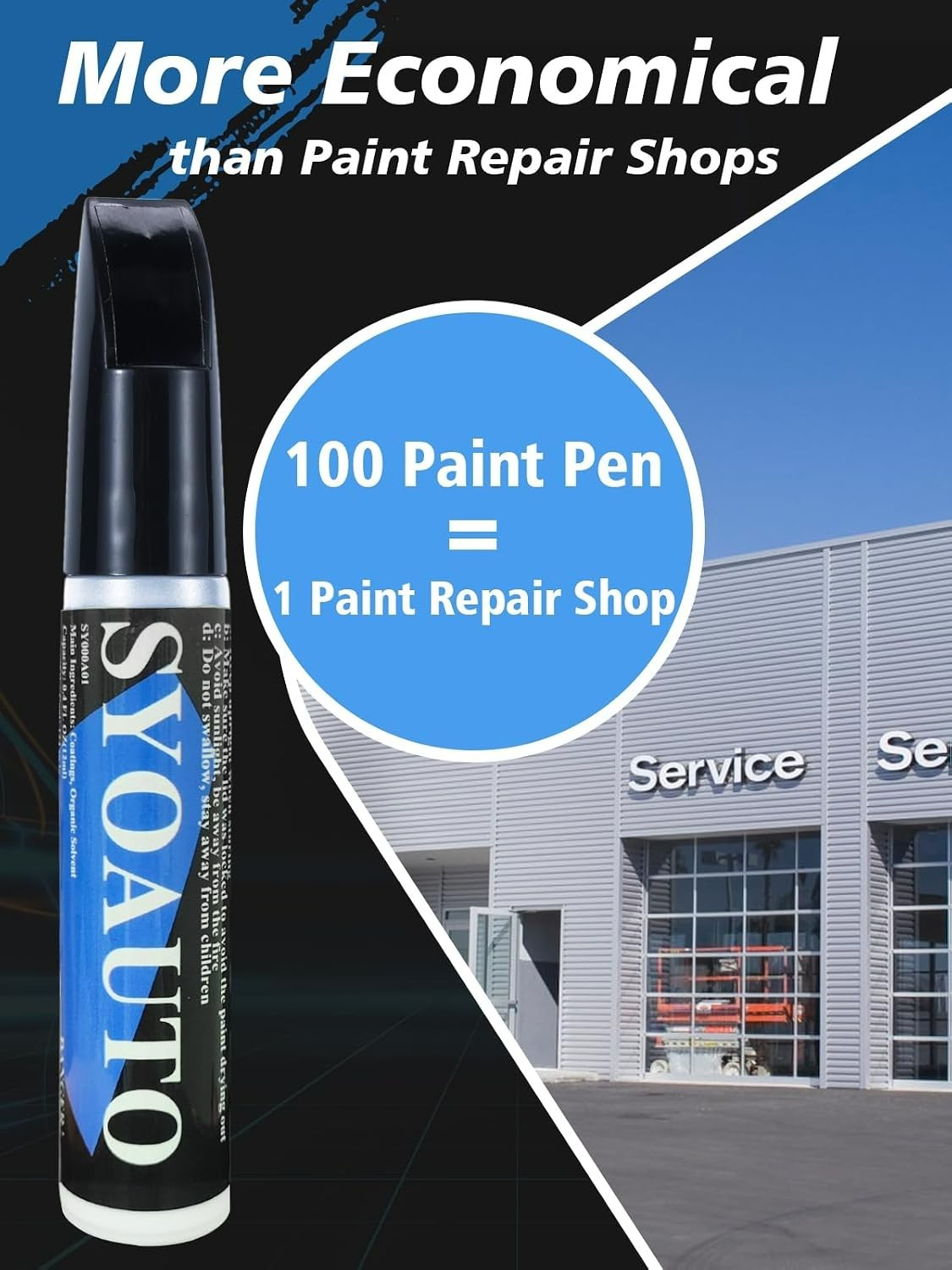 Auto Touch Up Paint 2 in 1 Car Scratch Repair Pen – Glossy Black Finish 0.4 oz