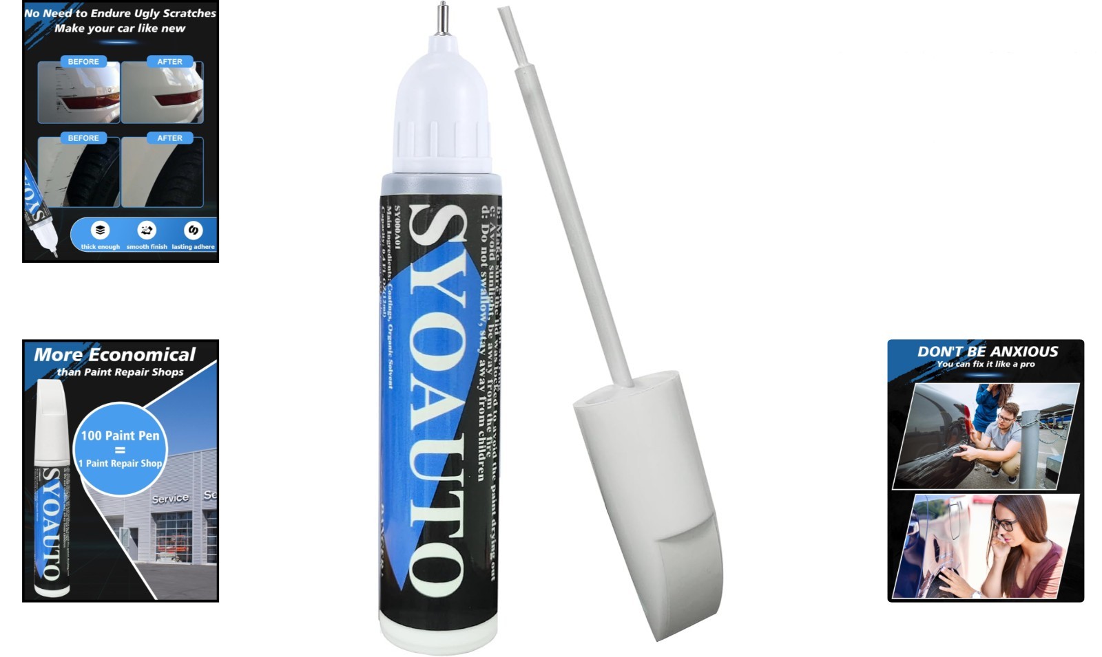 Quick-Fix White Auto Scratch Repair Paint – Waterproof & Rust Resistant 0.4 oz