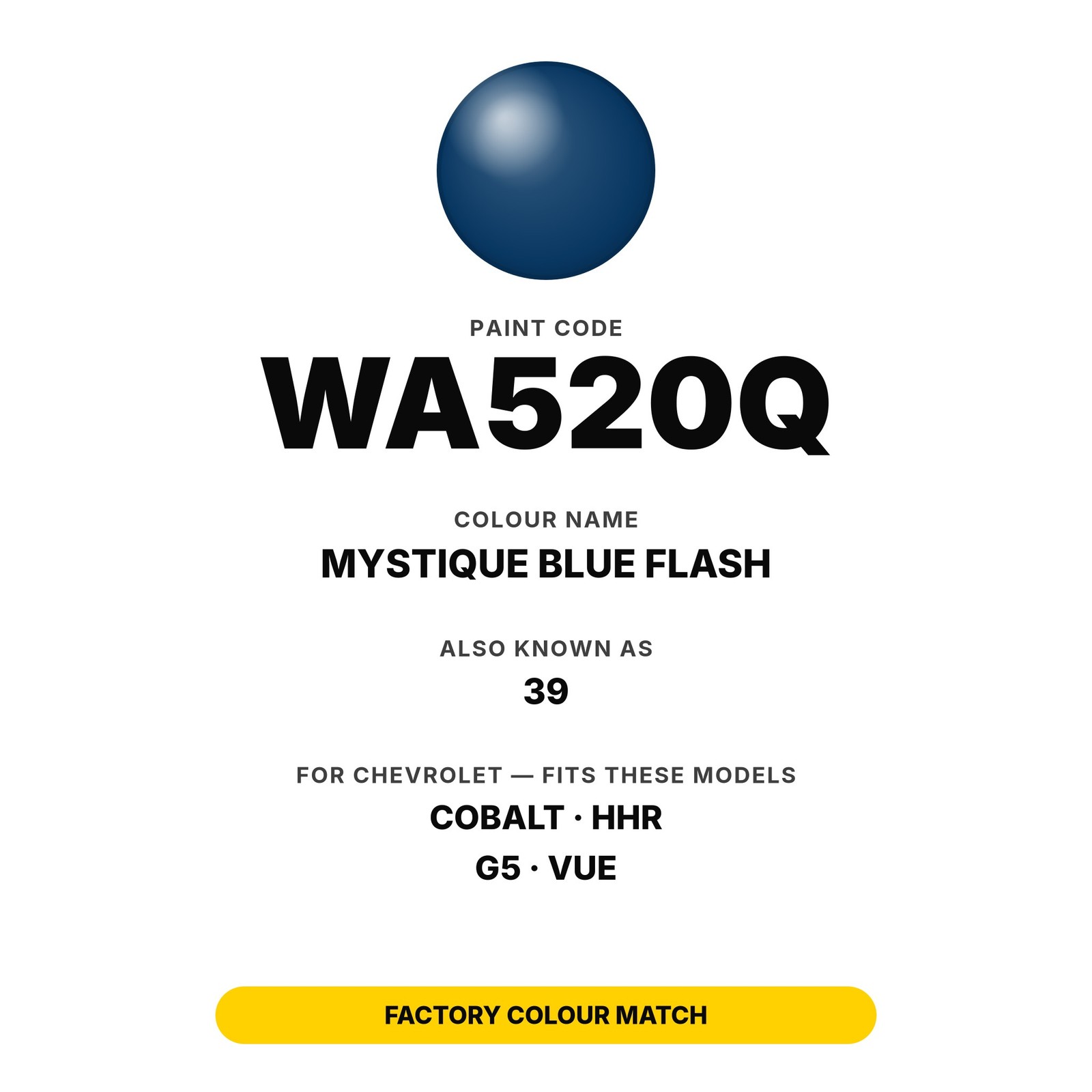 Touch Up Paint For Chevrolet Cobalt WA520Q Mystique Blue Flash Full Kit Ute Fix