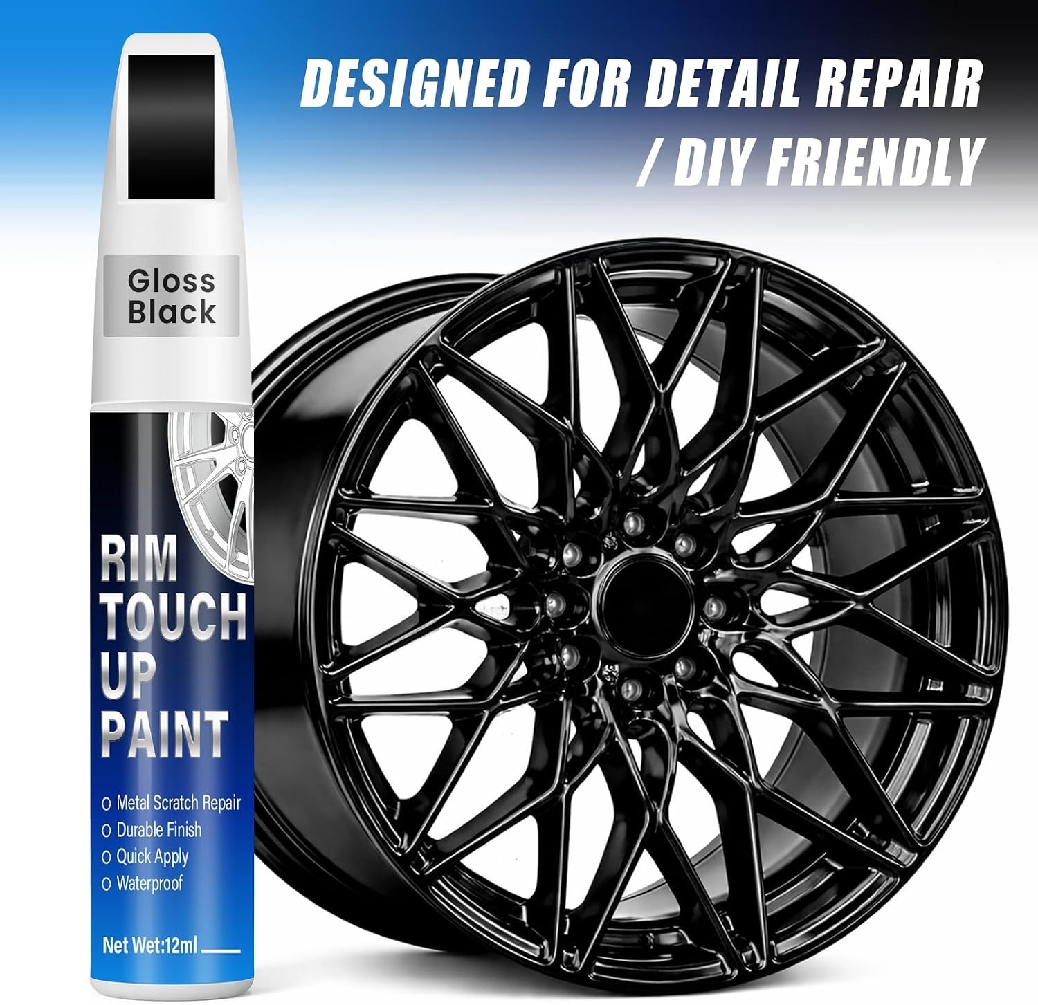 Gloss Black Rim Touch Up Paint, 0.4 Fl Oz (Pack of 1),
