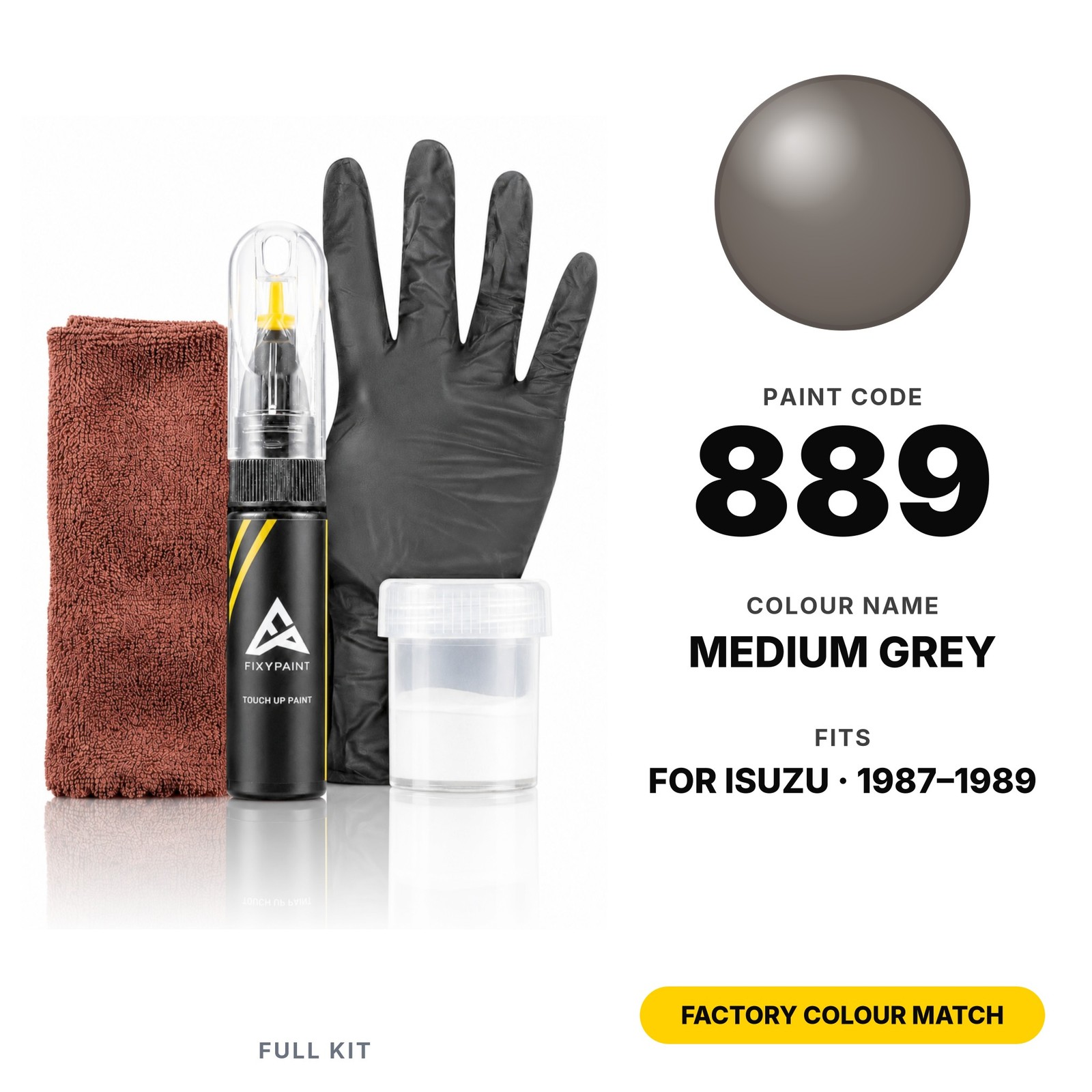 Touch Up Paint For Isuzu 889 Medium Grey Full Kit Factory Colour Match