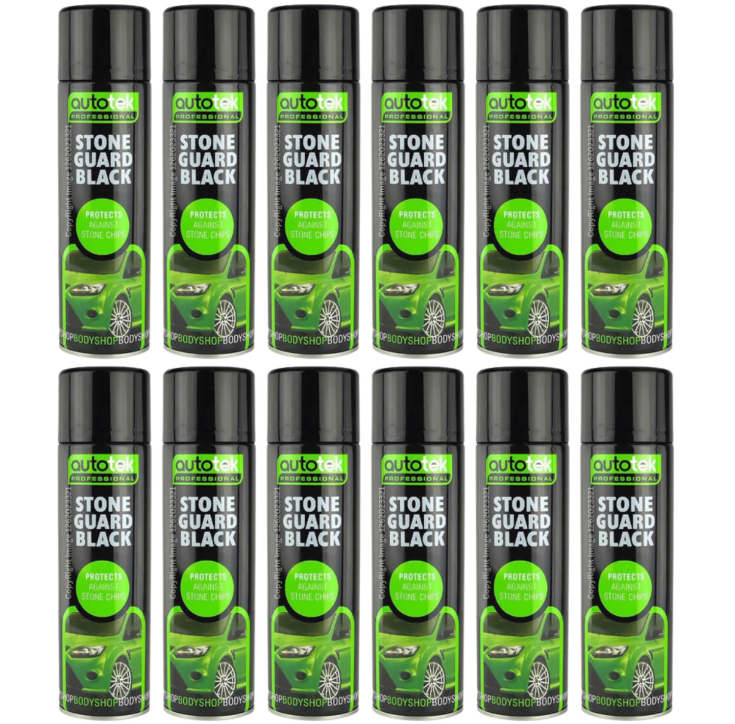 12x 500ml AUTOTEK Car Body Paint Chip Stone Guard Black Protection Spray +G+M