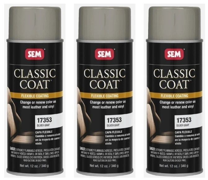 SEM 17353 Classic Coat Silver Gray for Interior Vinyl & Leather 12 oz (3 Pack)