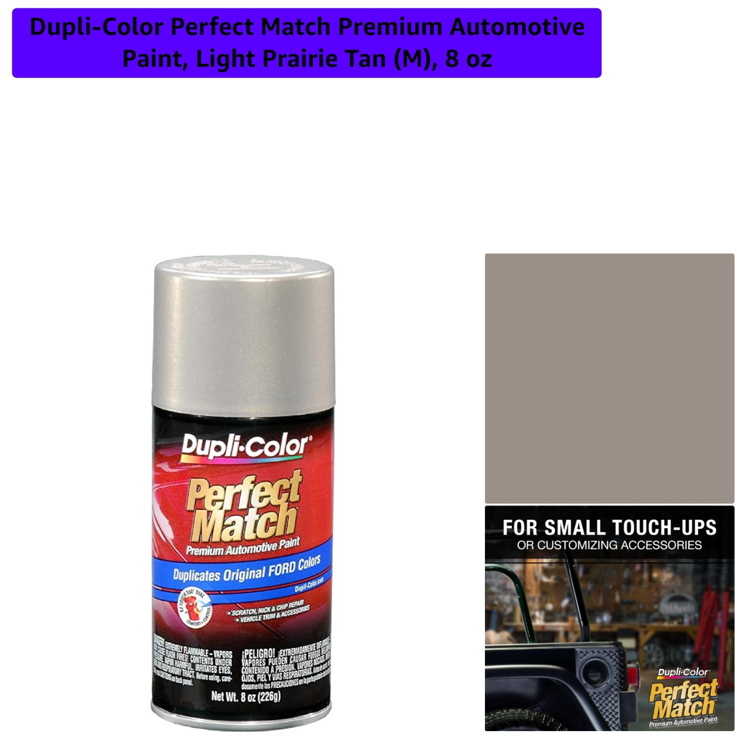 Perfect Match Automotive Paint, Light Prairie Tan M, 8 oz