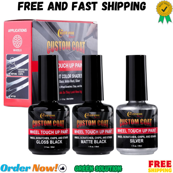 Rim Touch Up Paint Kit Gloss & Matte Black Silver – Curb Rash Wheel Repair Pen