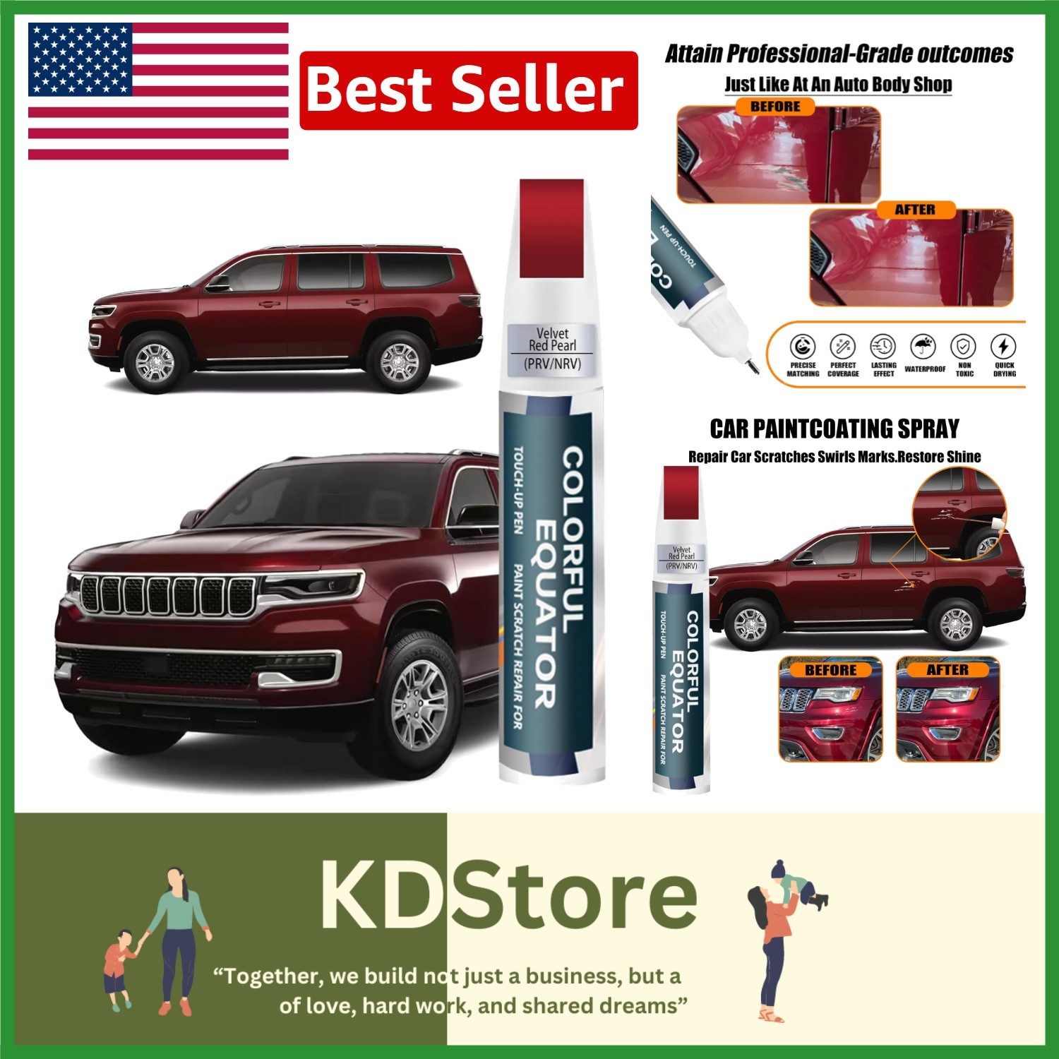 Delmonico Red Velvet Pearl Touch-Up Paint Kit for Jeep – Seamless Scratch Rep…