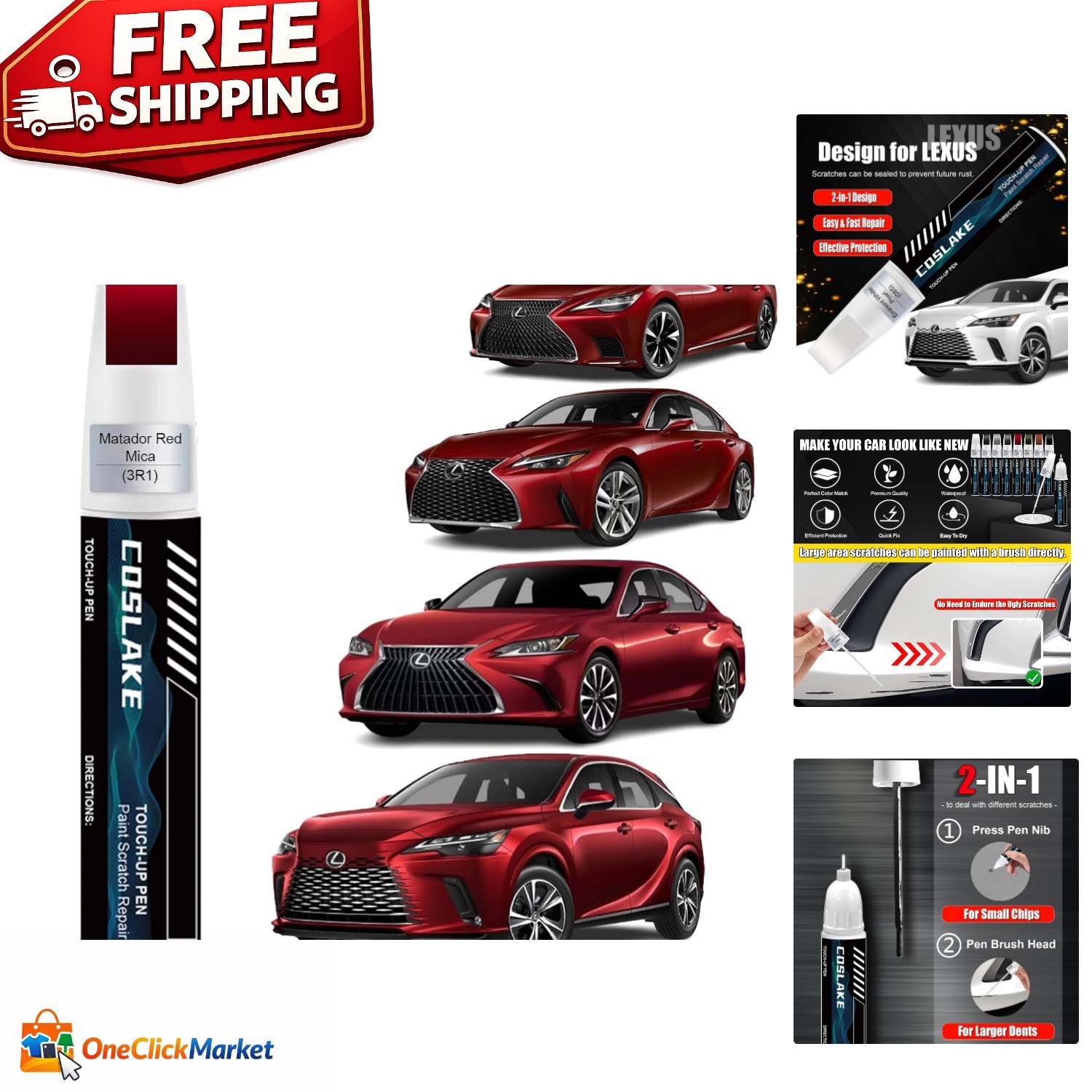 Lexus Matador Red Mica Car Touch Up Paint 12ml – Fast-Drying Scratch Repair