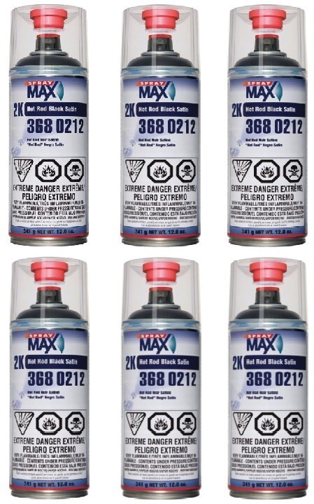 SprayMax 2K Hot Rod Black Paint 3680212 (6 Pack)