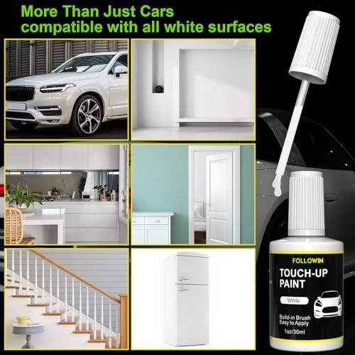 White Touch Up Paint for Cars Scratch Repair Built-In Brush Low Odor 1 fl oz