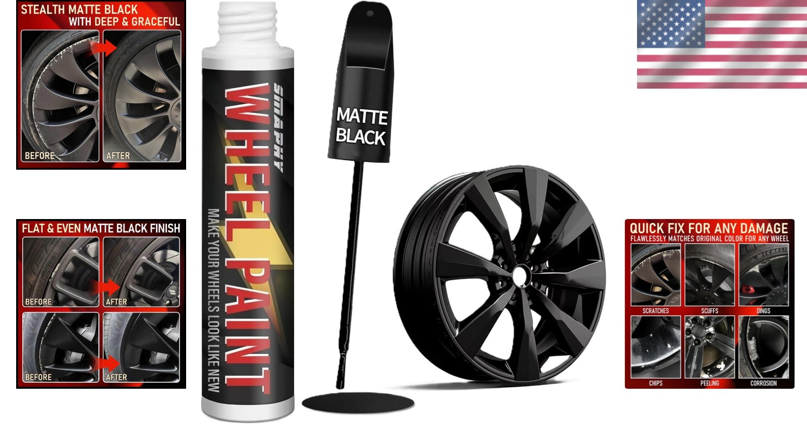 Matte Black Rim Touch-Up Paint Pen – Waterproof & Rust Resistant Enamel Solution